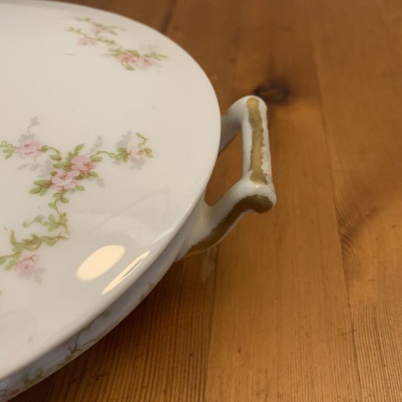 Theodore Haviland Limoges France Covered Oval Serving Dish Pink Flowers - Picture 6 of 8